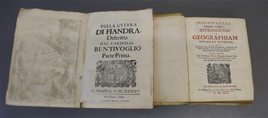 Luyts, Joannis - Philosophie Professoris as Geographiam Novam et Veteren, qto, vellum, lacking maps and charts,